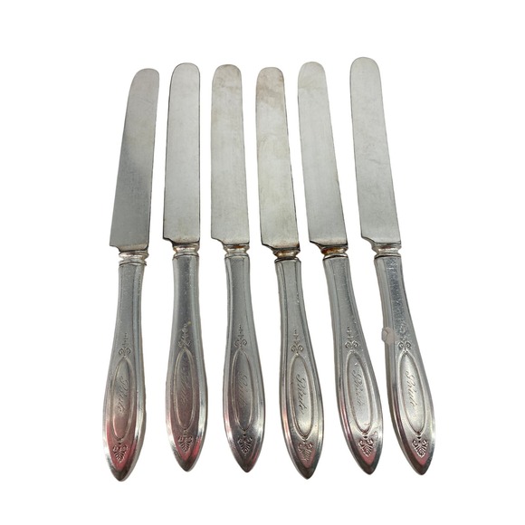Oneda Other - Set 6 ADAM Oneida Community Plate ADAM silverplate table butter knife Monogramed